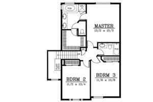 Floor Plan - Upper Floor for Traditional House Plan #101-211 - 3 bed, 3 bath