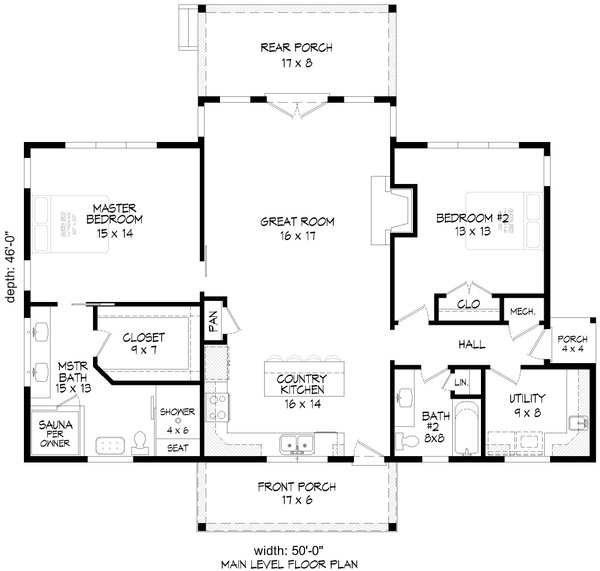 Craftsman Style House Plan - 2 Beds 2 Baths 1392 Sq/Ft Plan #932-1080 ...