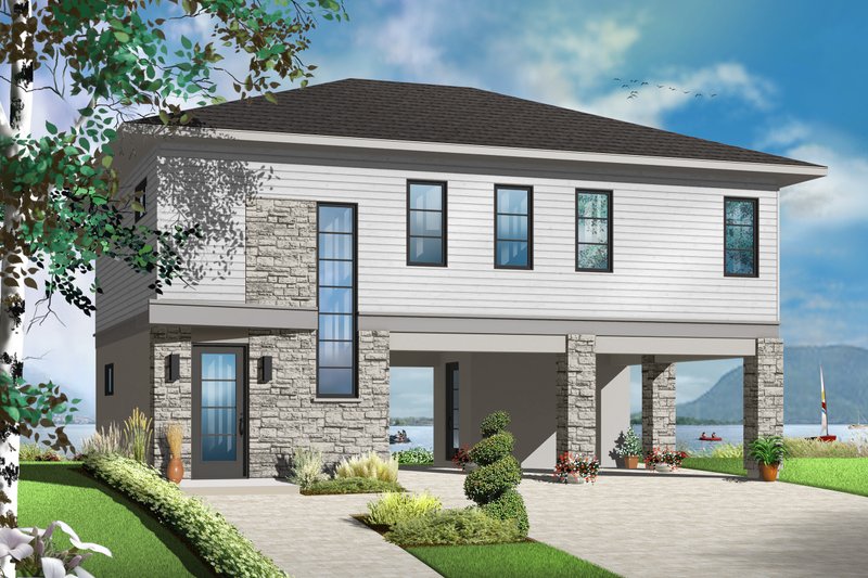 Home Plan - Contemporary Exterior - Front Elevation Plan #23-2591
