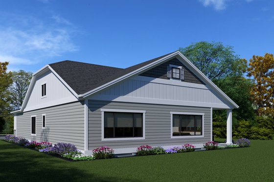Exterior - Rear Elevation for Ranch House Plan #1069-23 - 3 bed, 2 bath