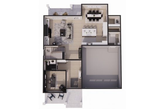 Floor Plan - Main Floor 1 for Bungalow House Plan #51-1358 - 4 bed, 2.5 bath