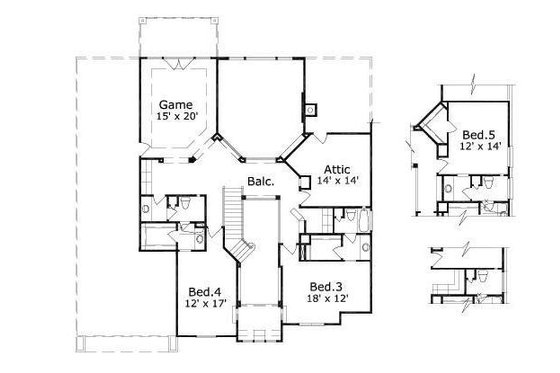 Floor Plan - Upper Floor for Traditional House Plan #411-392 - 4 bed, 4.5 bath