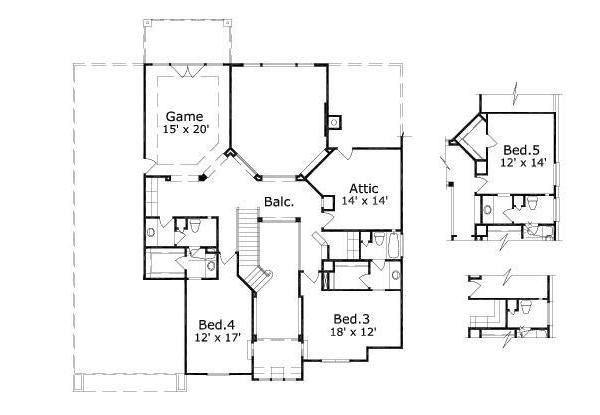Traditional Floor Plan - Upper Floor Plan #411-392