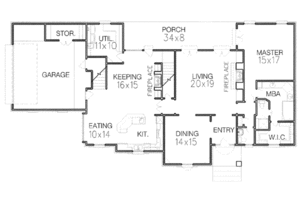 Floor Plan - Main Floor for European House Plan #15-220 - 4 bed, 3.5 bath