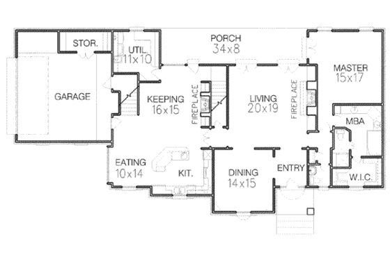 Floor Plan - Main Floor for European House Plan #15-220 - 4 bed, 3.5 bath