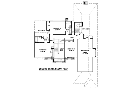Floor Plan - Upper Floor for European House Plan #81-1551 - 4 bed, 3.5 bath