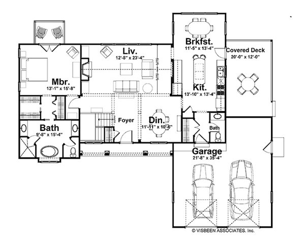 Architectural House Design - Floor Plan - Main Floor for Farmhouse House Plan #928-428 - 3 bed, 2.5 bath