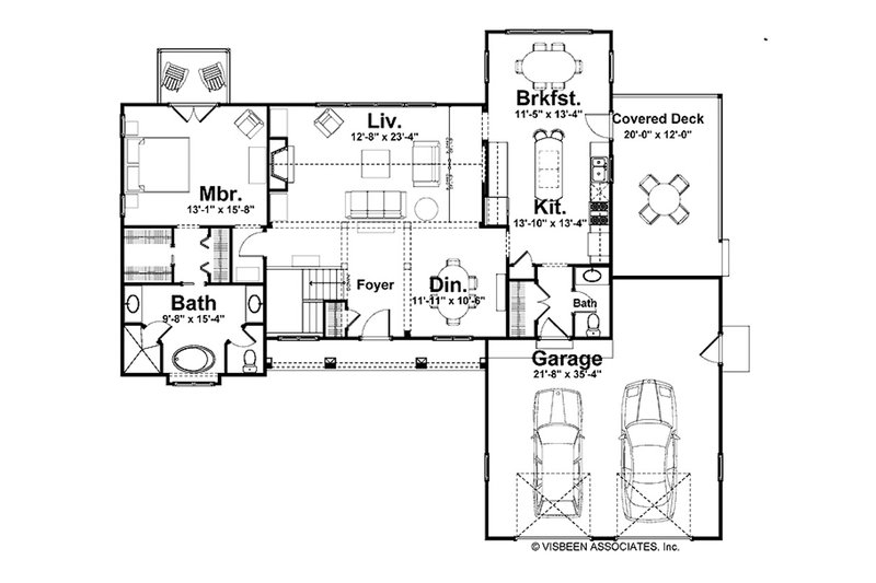 Architectural House Design - Floor Plan - Main Floor for Farmhouse House Plan #928-428 - 3 bed, 2.5 bath