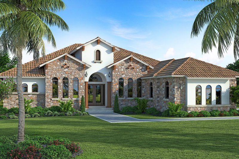 Architectural House Design - Exterior - Front Elevation 6 for Mediterranean House Plan #938-90 - 4 bed, 3 bath