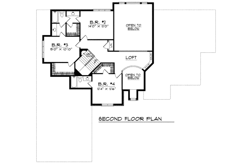 Home Plan - Floor Plan - Upper Floor for European House Plan #70-523 - 4 bed, 3.5 bath
