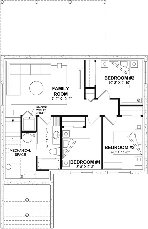 House Blueprint - Cabin Floor Plan - Lower Floor Plan #23-2857