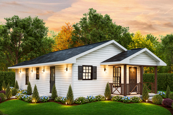 Exterior - Front Elevation 4 for Traditional House Plan #54-633 - 2 bed, 1 bath