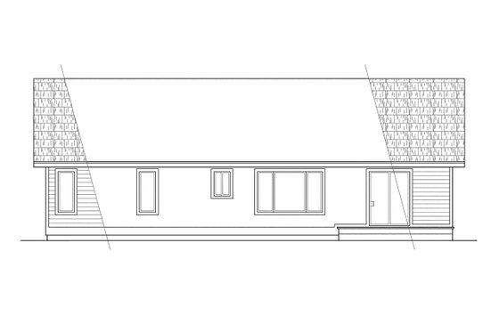 Exterior - Rear Elevation for Traditional House Plan #124-291 - 3 bed, 2 bath