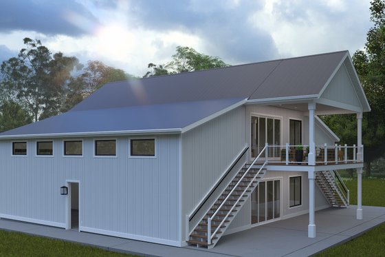 Exterior - Rear Elevation 2 for Barndominium House Plan #1060-395 - 2 bed, 1.5 bath