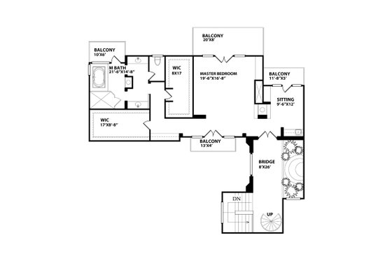 Floor Plan - Upper Floor for Mediterranean House Plan #515-26 - 4 bed, 5 bath