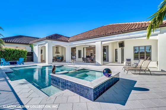 Exterior - Rear Elevation for Mediterranean House Plan #930-511 - 3 bed, 3.5 bath