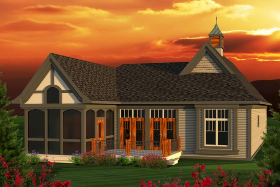 Exterior - Rear Elevation for European House Plan #70-1161 - 2 bed, 2 bath