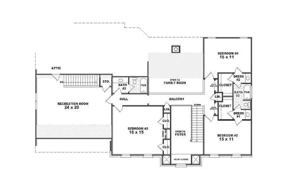 Floor Plan - Upper Floor for European House Plan #81-316 - 4 bed, 3.5 bath