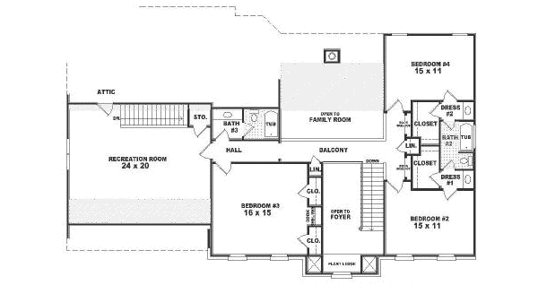 European Floor Plan - Upper Floor Plan #81-316
