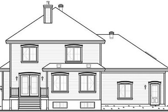 Exterior - Rear Elevation for Traditional House Plan #23-809 - 3 bed, 2.5 bath
