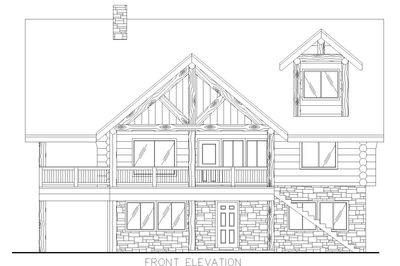 Home Plan - Exterior - Front Elevation 3 for Log House Plan #117-963 - 3 bed, 3.5 bath