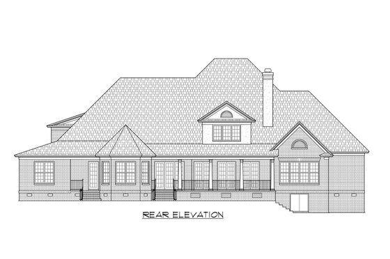 Exterior - Rear Elevation for Country House Plan #1054-73 - 5 bed, 5.5 bath