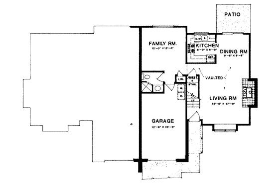 Floor Plan - Main Floor for Traditional House Plan #303-248 - 2 bed, 2 bath