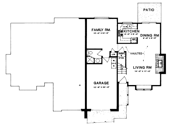 Floor Plan - Main Floor for Traditional House Plan #303-248 - 2 bed, 2 bath