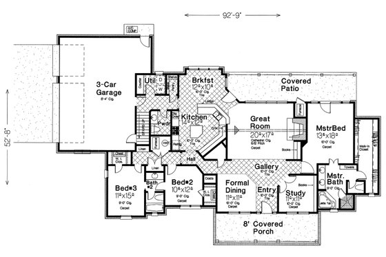 Floor Plan - Main Floor for Farmhouse House Plan #310-259 - 3 bed, 2.5 bath