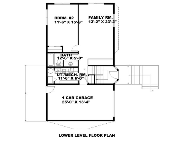 Floor Plan - Lower Floor for Cabin House Plan #117-1093 - 4 bed, 3 bath