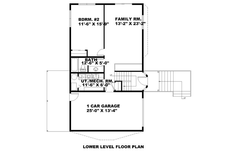 Home Plan - Floor Plan - Lower Floor for Cabin House Plan #117-1093 - 4 bed, 3 bath