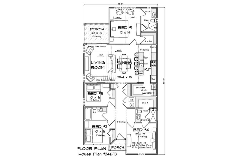 Architectural House Design - Floor Plan - Main Floor for Cottage House Plan #513-2465 - 4 bed, 3 bath