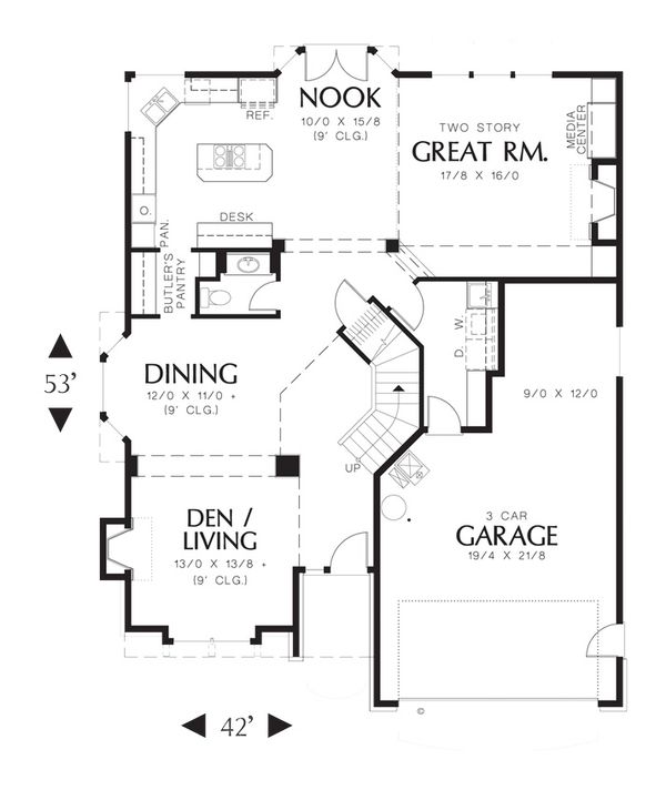 Home Plan - Craftsman Floor Plan - Main Floor Plan #48-173
