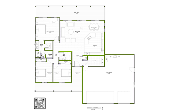 Floor Plan - Main Floor for Adobe / Southwestern House Plan #1106-11 - 3 bed, 2 bath
