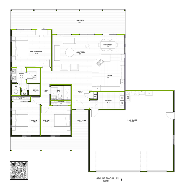 Adobe / Southwestern Floor Plan - Main Floor Plan #1106-11