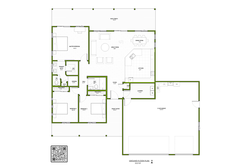 House Design - Floor Plan - Main Floor for Adobe / Southwestern House Plan #1106-11 - 3 bed, 2 bath