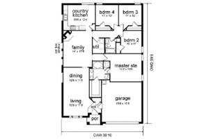 Floor Plan - Main Floor for Traditional House Plan #84-127 - 4 bed, 2 bath