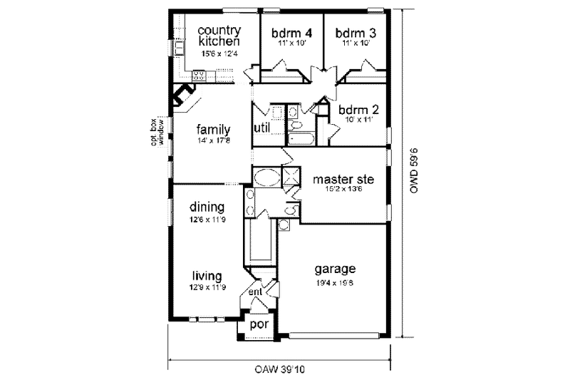 Dream House Plan - Floor Plan - Main Floor for Traditional House Plan #84-127 - 4 bed, 2 bath