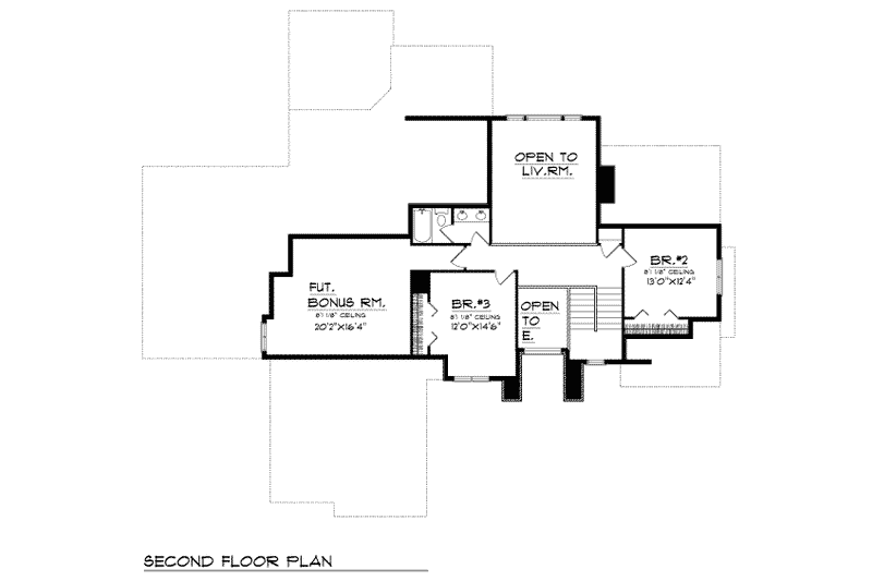 Home Plan - Floor Plan - Upper Floor for Traditional House Plan #70-429 - 3 bed, 2.5 bath