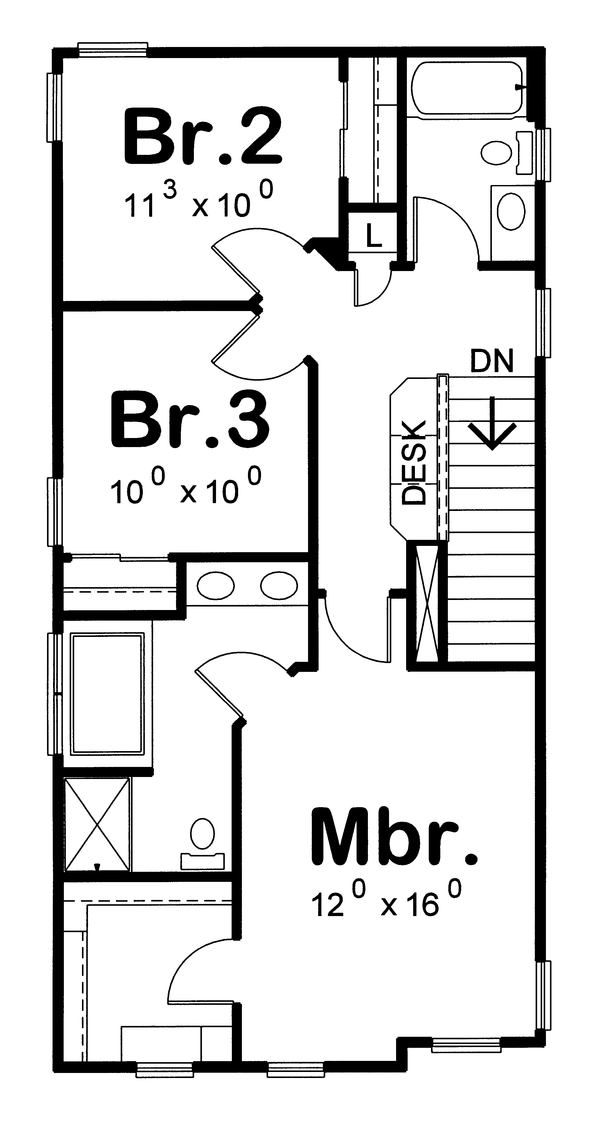 Home Plan - Floor Plan - Upper Floor for Farmhouse House Plan #20-2622 - 3 bed, 2.5 bath