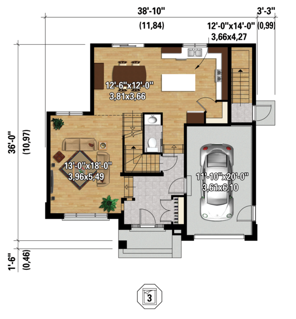 Contemporary Floor Plan - Main Floor Plan #25-4379