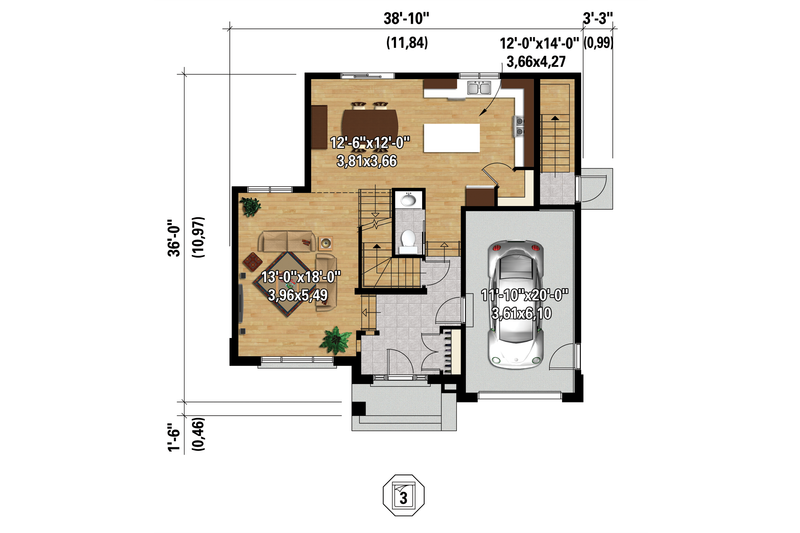 House Design - Floor Plan - Main Floor 1 for Contemporary House Plan #25-4379 - 4 bed, 2 bath