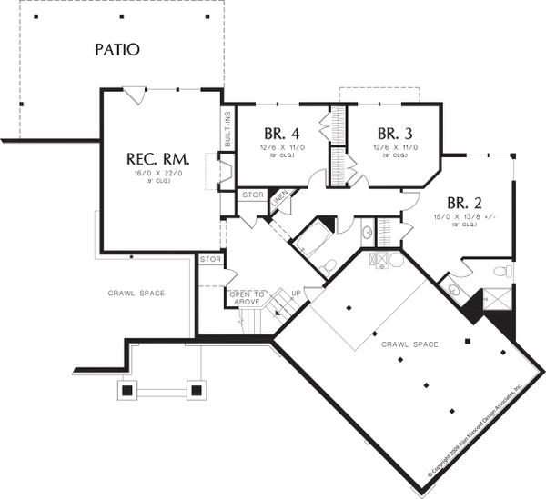 Craftsman Floor Plan - Lower Floor Plan #48-467