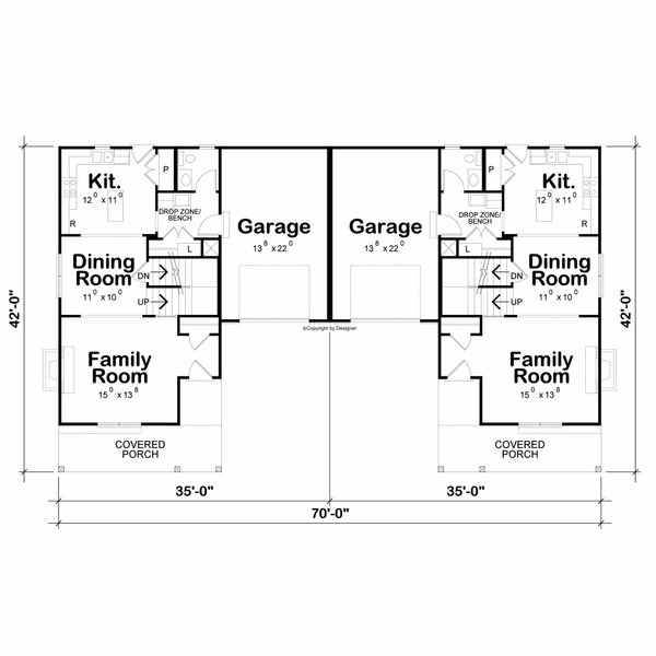 Home Plan - Floor Plan - Main Floor for Farmhouse House Plan #20-2662 - 3 bed, 2.5 bath