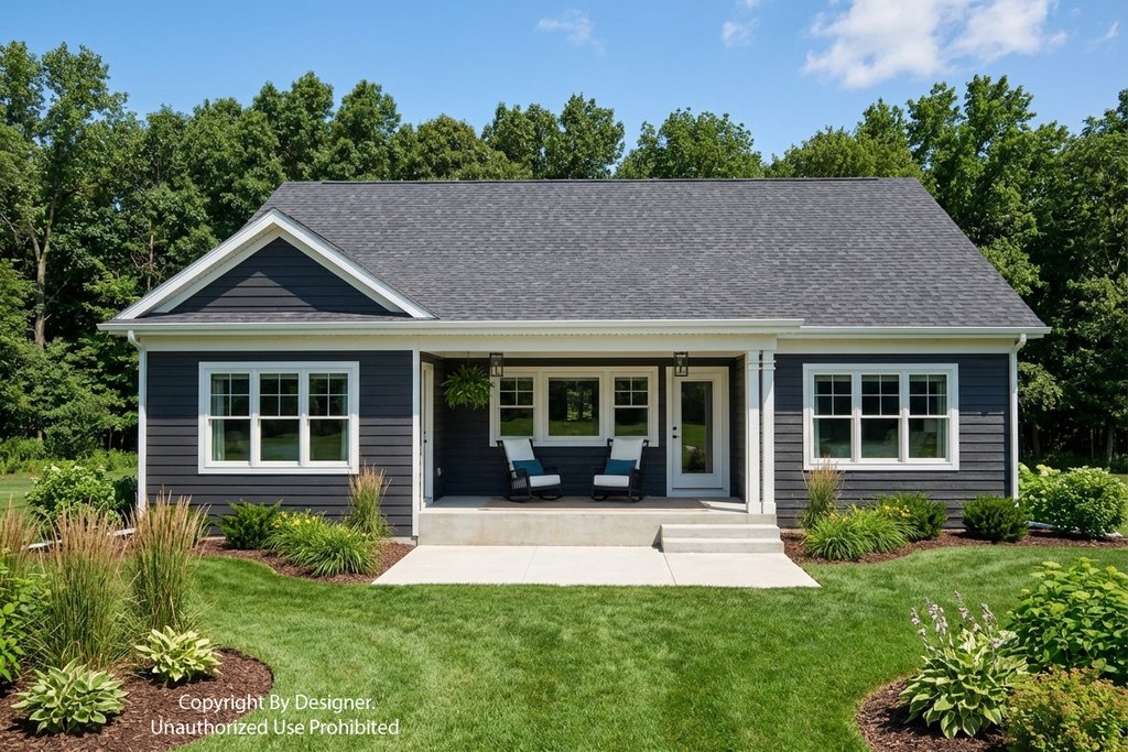 Exterior - Rear Elevation 2 for Farmhouse House Plan #51-1520 - 3 bed, 2.5 bath