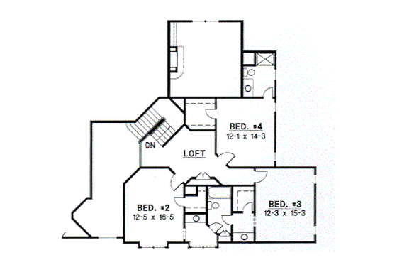 Floor Plan - Upper Floor for European House Plan #67-228 - 4 bed, 4 bath