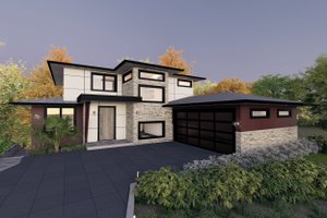 Exterior - Front Elevation 4 for Contemporary House Plan #1101-6 - 3 bed, 3.5 bath