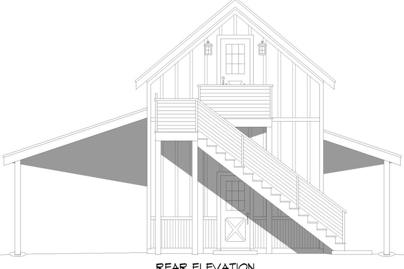 House Blueprint - Exterior - Rear Elevation for Barndominium House Plan #932-1173, 1 bath