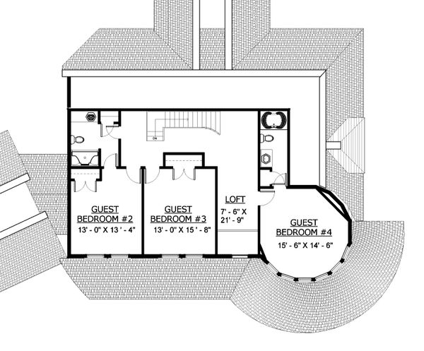 Traditional Floor Plan - Upper Floor Plan #524-10