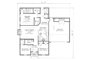 Floor Plan - Main Floor for Traditional House Plan #17-1140 - 3 bed, 2 bath